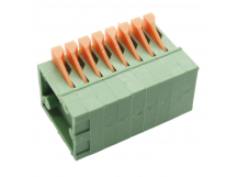 Нажимные клеммники KAIFENG KF141R-2.54-08P-1G (Зеленый)Нажимной клеммник на плату угловой 8 конт. шаг 2,54мм 130В 6А
