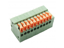 Нажимные клеммники KAIFENG KF141V-2.54-10P-1G (Зеленый)Нажимной клеммник на плату 10 конт. шаг 2,54мм 130В 6А
