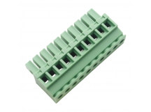 Разъемные клеммники KAIFENG KF12EKB-3.81-10P-1G (Зеленый)Разъемный клеммник на кабель угловой 10 конт. шаг 3,81мм 250В 7А