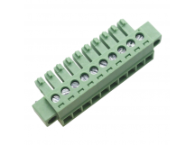 Разъемные клеммники KAIFENG KF2EDGM-Y-3.81-10P-1G (Зеленый)Разъемный клеммник на кабель 10 конт. шаг 3,81мм 250В 7А