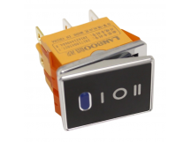 Клавишные переключатели LANBOO LBCX ПереключательLBCX2822/H403/B220V/N65(L) черный с индикатором 220В ON-OFF-ONDPDT 250В 20А (синий) хромированный