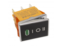 Клавишные переключатели LANBOO LBCX ПереключательLBCX2822/H403/G220V/N65(L) черный с индикатором 220В ON-OFF-ONDPDT 250В 20А (зеленый) хромированный