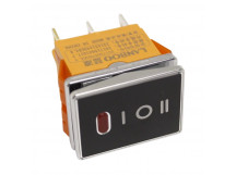 Клавишные переключатели LANBOO LBCX ПереключательLBCX2822/H403/R220V/N65(L) черный с индикатором 220В ON-OFF-ONDPDT 250В 20А (красный) хромированный