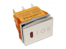 Клавишные переключатели LANBOO LBCX ПереключательLBCX2822/Y403/R220V/N65(L) серебряный с индикатором 220ВON-OFF-ON DPDT 250В 20А (красный) хромированный