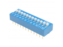 DIP-переключатели KAIFENG KF1001-12P-B0-GS (Синий) DIPпереключатель 12 поз. 24В 0,025А