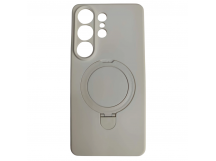 Чехол силиконовый Samsung S26 Ultra MagSafe цветной с кольцом белый