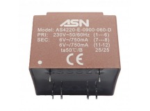 Трансформаторы силовые ASN AS4220-E-0900-060-D Герметизированныйтрансформатор 9Вт обмотки 220В (1+6)/2x6В 0,75А (7+8-11+12)