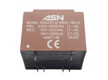 Трансформаторы силовые ASN AS4220-E-0900-180-D Герметизированныйтрансформатор 9Вт обмотки 220В (1+6)/2x18В 0,25А (7+8-11+12)