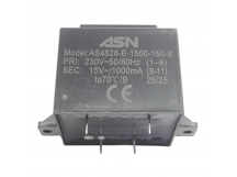 Трансформаторы силовые ASN AS4826-E-1500-150-S Герметизированныйтрансформатор 15Вт обмотки 220В (1+6)/15В 1А (8+11)