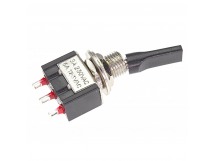 Тумблеры JIETONG MTS-113-E1 Тумблер на панель с чёрной плоскойручкой ON-OFF-(ON) SPDT 250В 3А (6,4мм)