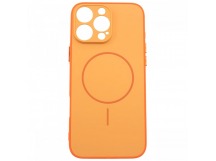 Задняя накладка для iPhone 16 Pro Max (силикон, матовая, поддержкаMagsafe, оранжевая)