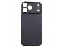 Задняя накладка для iPhone 17 Pro (карбон, ультратонкая, с защитойкамеры, защита от отпечатков пальцев), черная (Air Carbon) (Full Case)KZDOO