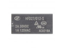 Реле электромагнитные HONGFA HFD27/012-S Реле 12В DPDT 125В 1А(AgNi+Au) сигнальное [G5V-2-H1 DC12]