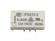 Реле электромагнитные HONGFA HFD3/24-SR Реле 24В DPDT 125В 0,5А(AgNi+Au) сигнальное SMT [G6S-2F-Y DC24]