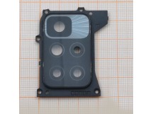 Стекло задней камеры для Xiaomi Redmi 10 4G в рамке (черный)