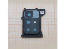 Стекло задней камеры для Xiaomi Redmi 10 Prime в рамке (черный)