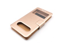 Сумка футляр-книга универсальная 5.0-5.2 дюймов (с окном, золото(Reliable)) Faison