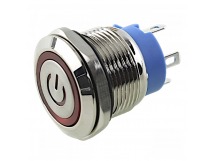 Антивандальные кнопки DAIER GQ-19F1-10EPL/N-12V/R Антивандальнаякнопка на панель с индикатором 12В красная с фиксацией ON-OFF SPST250В 3А (19мм)
