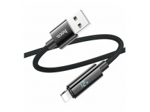 Кабель USB - Lightning HOCO U125 (2.4А/1.2m/дисплей/текстиль) черный