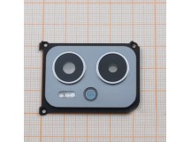 Стекло задней камеры для Xiaomi Poco X4 GT в рамке (черный)