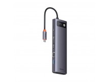 USB-концентратор Baseus Metal Gleam (12-in-1)(USB-C to HDMI+USB 3.0+PD+RJ45+SD/TF+DP+3.5mm) (Серый)