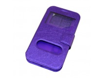 Чехол универсальный с окошком и силиконовой вставкой с имитацией царапин 5,5 фиолетовый