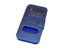 Чехол универсальный с окошком и силиконовой вставкой с имитацией царапин 4,7 синий