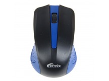 Мышь беспроводная RITMIX RMW-555, чёрный/голубой, USB-Dongle. Разрешение: 1000 dpi.