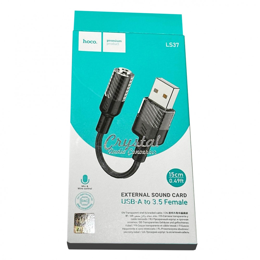 Адаптер Hoco LS37 Spirit USB to 3.5mm (black) (225357) купить по цене 290₽,  описание, характеристики в интернет-магазине SNPMarket