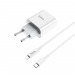 Адаптер Сетевой Hoco C76A Plus + кабель Type-C - Apple Lightning (белый)#1561370