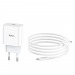 Адаптер Сетевой Hoco C76A Plus + кабель Type-C - Apple Lightning (белый)#1561371