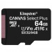 Карта памяти MicroSD 64GB Kingston Class 10 Canvas Select Plus A1 (100 Mb/s) без адаптера#227832