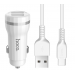 Автомобильное зарядное устройство USB Hoco Z27 (2 порта, кабель Type-C) Белый#1726675
