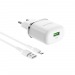 Адаптер Сетевой Borofone BA36A High 1USB/5V/3A QC3.0 + кабель micro USB (white)#1547219