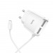 Адаптер Сетевой Hoco C59A Mega Joy 2USB/5V/2.1A + кабель Apple lightning (white)#1730971