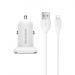 Автомобильное зарядное устройство BOROFONE BZ12, 2.4А 2USB+кабель Apple, цвет белый#1608926