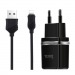 Сетевое зарядное устройство Hoco C12, 2USB+кабель Apple 1м, цвет черный#411624