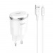 Адаптер сетевой Hoco C37A+кабель Apple Lightning 1USB, цвет белый#1631815