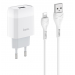 Сетевое зарядное устройство Hoco C72A, 1USB, 2.1A+кабель Apple 1м, цвет белый#1439495