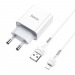 Адаптер сетевой Hoco C81A + кабель Apple 1м, цвет белый#1730610