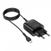 Сетевое зарядное устройство Hoco C72Q, (QC 3.0), 1USB+кабель Micro, цвет черный#1721200
