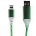 Кабель USB - Apple lightning - светящийся (green)#390222