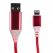 Кабель USB - Apple lightning - светящийся (red)#390217