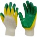 Перчатки х/б Облитые Зелено-Желтые двойное латексное покрытие (100/10)#397739