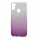 Чехол-накладка Fashion с блестками для Samsung Galaxy A11/M11 серебристо-фиолетовый#397705