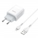 Адаптер Сетевой Hoco C73A Glorious 2USB/5V/2.4A + кабель Apple lightning (white)#1417712