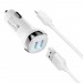 Адаптер автомобильный HOCO Z40 (2-USB/5V/2.4A) + кабель Apple Lightning (белый)#602532