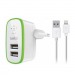 Сетевое зарядное устройство 2гн. USB 5В,2100mA со шнуром iPhone 5, iPad  "Belkin"#2120806
