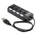 Концентратор USB 2.0 на 4 порта USB, с подсветкой, UHB-243-AD "Gembird" (чёрный)#1641314