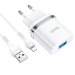 СЗУ с выходом USB Hoco N1 (2.4A/1USB/кабель Lightning) белое#1616333